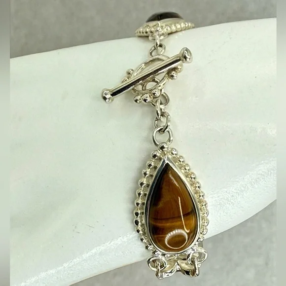 Whitney Kelly Sterling Silver Multi-Stone Beaded Frame Toggle Bracelet 7.5” - Picture 9 of 17